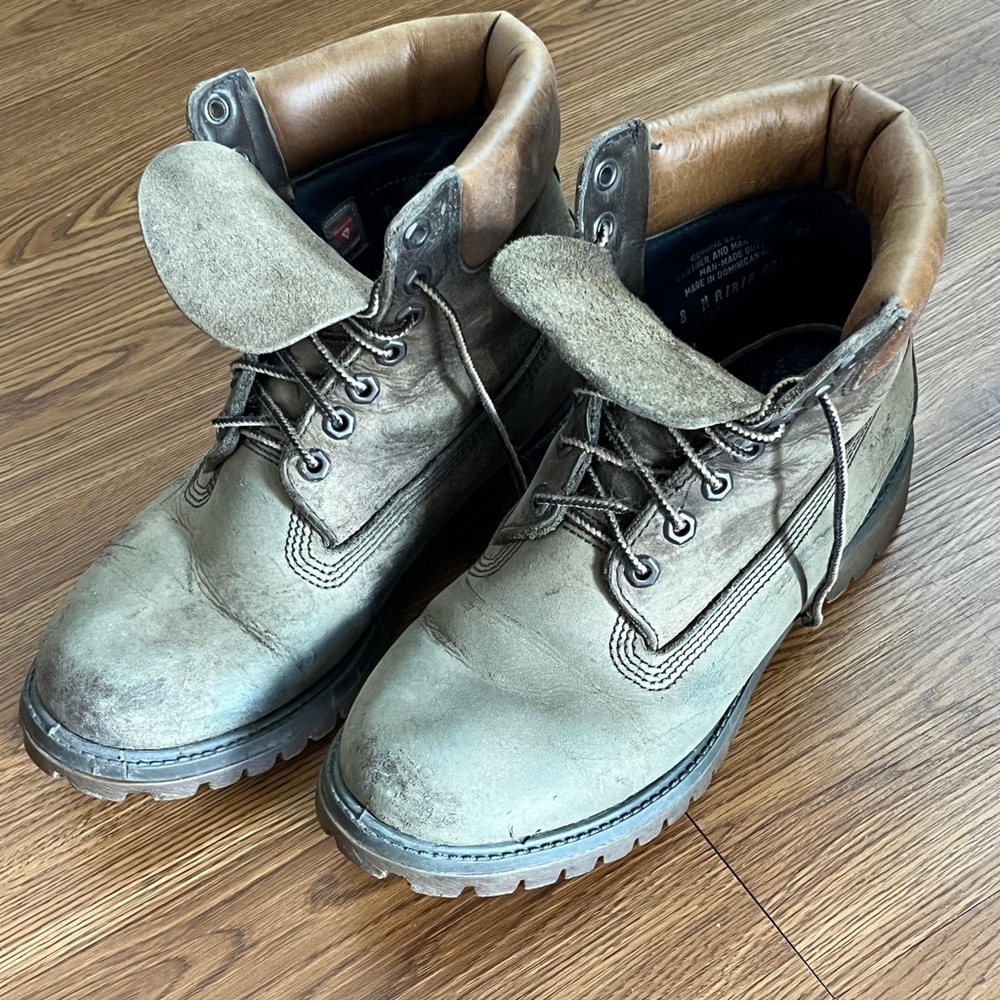 Timberland Men's Gray and Brown Leather Boots